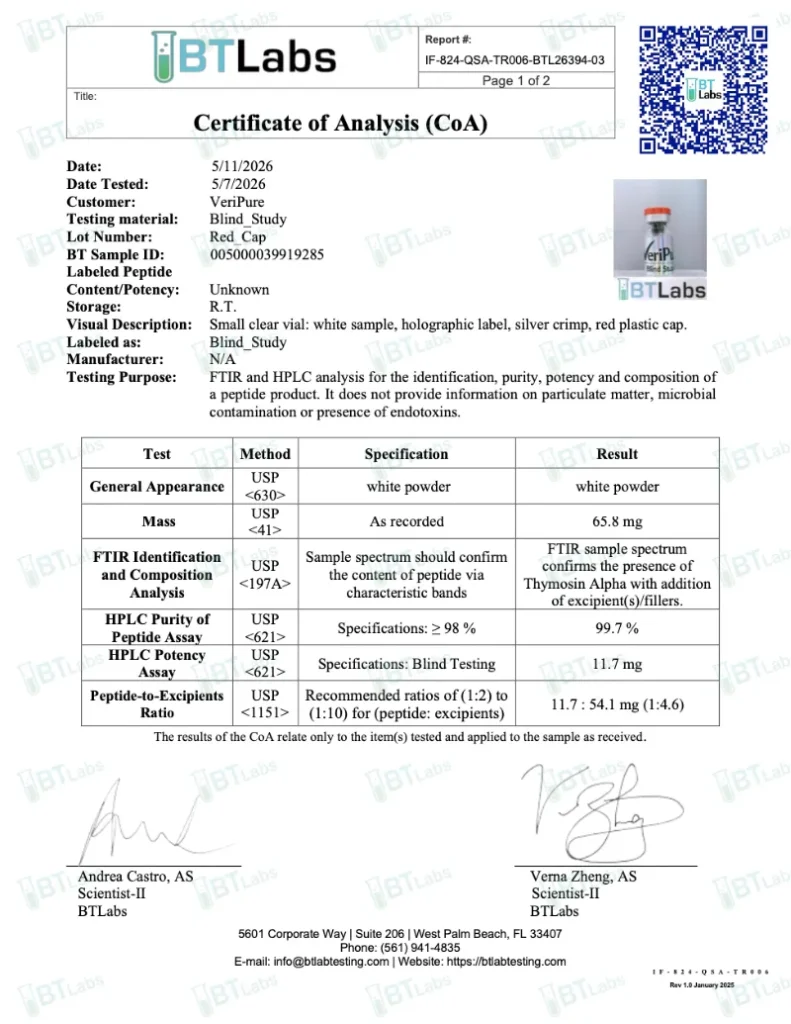 Thymosin Alpha-1 10mg COA